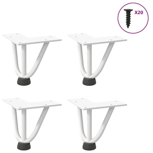 Berkfield Home Hairpin Table Legs 4 pcs White 10 cm Solid Steel - image 1