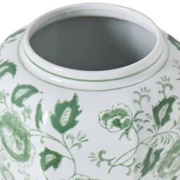 Wyld and Coco Heritage Porcelain Lidded Ginger Jar Vase White and Sage Green Floral - thumbnail 5