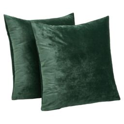 OHS 2 x Matte Velvet Cushion Covers Soft Plain Zip in Bottle Green - Size: 45 cm x 45 cm - thumbnail 3