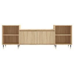 Berkfield Home TV Cabinet Sonoma Oak 160x35x55 cm Engineered Wood in Brown - Size: 160 x 35 x 55 cm - thumbnail 5