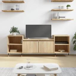 Berkfield Home TV Cabinet Sonoma Oak 160x35x55 cm Engineered Wood in Brown - Size: 160 x 35 x 55 cm - thumbnail 2