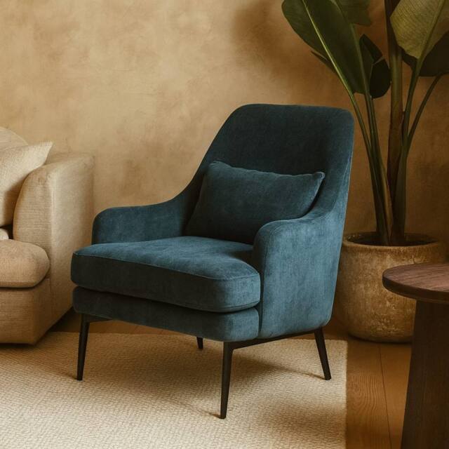 Wyld Haus Camden Wingback Blue Velvet Accent Armchair - image 1