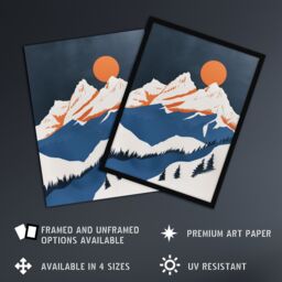 "Artery8 Modern Switzerland Winter Mountain Landscape Wall Art Print in Orange - Size: W12"" x H16""" - thumbnail 2