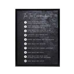 "Artery8 Ten Commandments From God Bible Quote Framed Canvas Wall Art Print in Grey - Size: W12"" x H16""" - thumbnail 1
