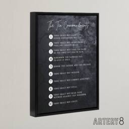 "Artery8 Ten Commandments From God Bible Quote Framed Canvas Wall Art Print in Grey - Size: W12"" x H16""" - thumbnail 2