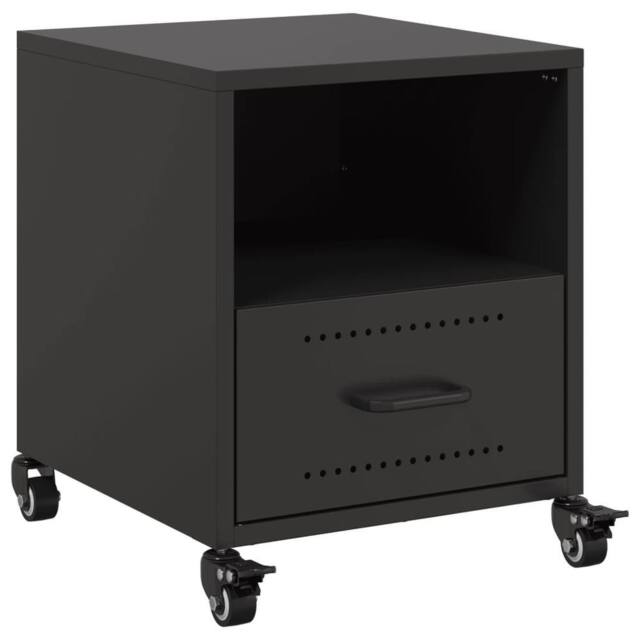 Berkfield Home Bedside Cabinet Black 36x39x43.5 cm Steel - image 1