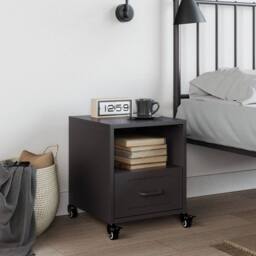 Berkfield Home Bedside Cabinet Black 36x39x43.5 cm Steel - thumbnail 3
