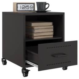 Berkfield Home Bedside Cabinet Black 36x39x43.5 cm Steel - thumbnail 4