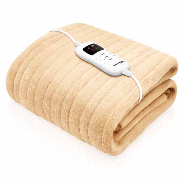 Dreamcatcher Deluxe Electric Throw Heated Double Over Blanket Soft Fleece Timer in Cream - image 1