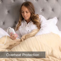 Dreamcatcher Deluxe Electric Throw Heated Double Over Blanket Soft Fleece Timer in Cream - thumbnail 3