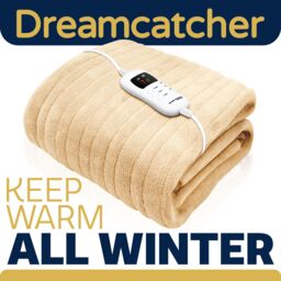 Dreamcatcher Deluxe Electric Throw Heated Double Over Blanket Soft Fleece Timer in Cream - thumbnail 7