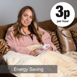 Dreamcatcher Deluxe Electric Throw Heated Double Over Blanket Soft Fleece Timer in Cream - thumbnail 2