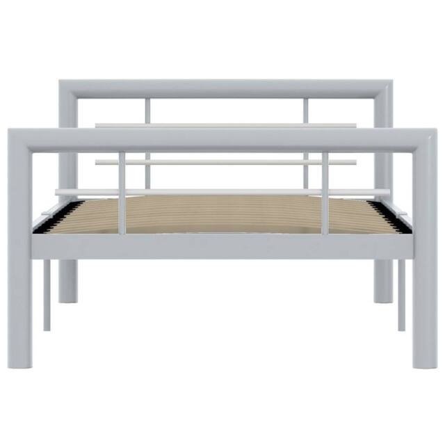 Berkfield Home Elegant Bed Frame Grey & White Metal 90x200 cm - image 1
