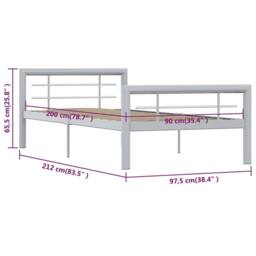 Berkfield Home Elegant Bed Frame Grey & White Metal 90x200 cm - thumbnail 6