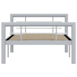 Berkfield Home Elegant Bed Frame Grey & White Metal 90x200 cm - thumbnail 1