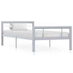 Berkfield Home Elegant Bed Frame Grey & White Metal 90x200 cm - thumbnail 2