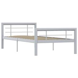 Berkfield Home Elegant Bed Frame Grey & White Metal 90x200 cm - thumbnail 3