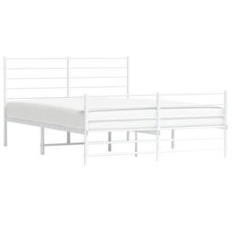 Berkfield Home Metal Bed Frame with Headboard & Footboard White 120x190 cm Small Double - thumbnail 4