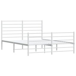 Berkfield Home Metal Bed Frame with Headboard & Footboard White 120x190 cm Small Double - thumbnail 5