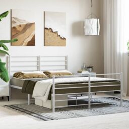 Berkfield Home Metal Bed Frame with Headboard & Footboard White 120x190 cm Small Double - thumbnail 3