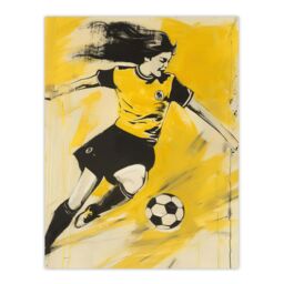 "Artery8 Womens Girls Football Fan Soccer Goal Footie Wall Art Print in Yellow - Size: W18"" x H24""" - thumbnail 1