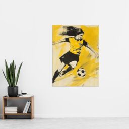 "Artery8 Womens Girls Football Fan Soccer Goal Footie Wall Art Print in Yellow - Size: W18"" x H24""" - thumbnail 4