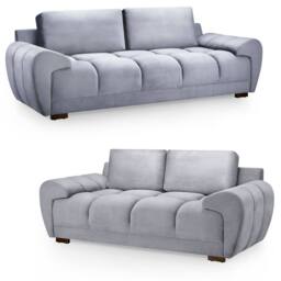 Furnishings For Less UK Zura Grey Fabric Large 3 + 2 Sofa Suite Pillow Back Wooden Legs - thumbnail 9