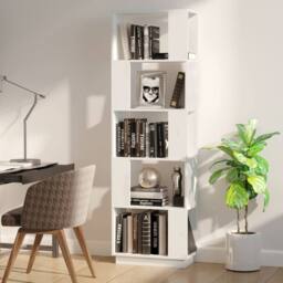 Berkfield Home Beautiful Book Cabinet/Room Divider White 51x25x163.5 cm Solid Wo - thumbnail 1