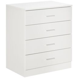 HOMCOM Storage Cabinet Vertical Drawer Chest of 4 with Metal Rails Anti Tip in White - thumbnail 2