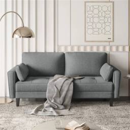 NESTLUNE Dark Grey Fabric Sofa Upholstered Sofa 2 Seater Couch - Size: 100 cm x 15 cm