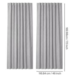 VOGREX Grey Linen Look 100% Thermal Blackout Curtains Pair 46x72in - thumbnail 2