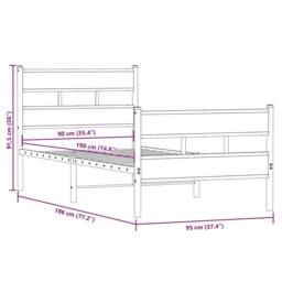 Berkfield Home Metal Bed Frame without Mattress Smoked Oak 90x190 cm Single in Brown - thumbnail 9
