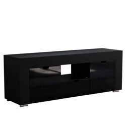 Home Discount Vida Designs Eclipse 2 Door 1 Drawer LED TV Unit Storage Home Entertainment Living Room Bedroom Furniture 450 x 1300 x 350 mm in Black - thumbnail 8