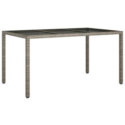 Berkfield Home Garden Table 150x90x75 cm Tempered Glass & Poly Rattan Grey - Size: 150 x 90 x 75 cm - thumbnail 2