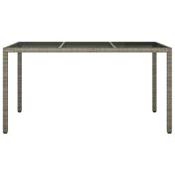 Berkfield Home Garden Table 150x90x75 cm Tempered Glass & Poly Rattan Grey - Size: 150 x 90 x 75 cm - thumbnail 3