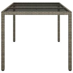 Berkfield Home Garden Table 150x90x75 cm Tempered Glass & Poly Rattan Grey - Size: 150 x 90 x 75 cm - thumbnail 4