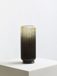 Orsina Contemporary Design Large Grey Ribbed Glass Vase, Robust Pottery Vase, Durable Glass Vase For Flowers - thumbnail 2