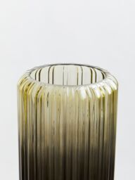 Orsina Contemporary Design Large Grey Ribbed Glass Vase, Robust Pottery Vase, Durable Glass Vase For Flowers - thumbnail 4