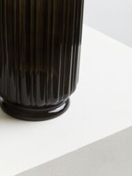 Orsina Contemporary Design Large Grey Ribbed Glass Vase, Robust Pottery Vase, Durable Glass Vase For Flowers - thumbnail 5