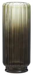 Orsina Contemporary Design Large Grey Ribbed Glass Vase, Robust Pottery Vase, Durable Glass Vase For Flowers - thumbnail 1