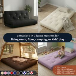 Rest Relax Fibre Foam Filled, Futon Replacement Mattress, Pink - Size: Small Double - thumbnail 3