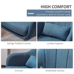 NESTLUNE Stylish Retro Linen Swivel Tub Chair in Blue - Size: 100 cm x 15 cm - thumbnail 3
