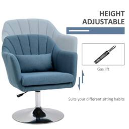 NESTLUNE Stylish Retro Linen Swivel Tub Chair in Blue - Size: 100 cm x 15 cm - thumbnail 5