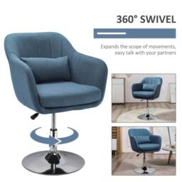 NESTLUNE Stylish Retro Linen Swivel Tub Chair in Blue - Size: 100 cm x 15 cm - thumbnail 6