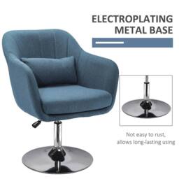 NESTLUNE Stylish Retro Linen Swivel Tub Chair in Blue - Size: 100 cm x 15 cm - thumbnail 4