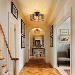 KORVIXA Vintage Hallway Ceiling Light Semi-Flush in Black - thumbnail 1