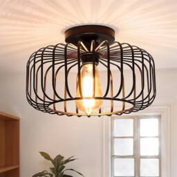 KORVIXA Vintage Hallway Ceiling Light Semi-Flush in Black - thumbnail 3