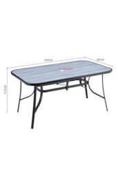 H&O Direct 150cm W x 90cm D Garden Tempered Glass Dining Coffee Table in Grey - Size: 150 cm W x 90 cm D - thumbnail 2