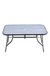 H&O Direct 150cm W x 90cm D Garden Tempered Glass Dining Coffee Table in Grey - Size: 150 cm W x 90 cm D - thumbnail 4