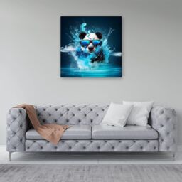 Warren Reed - Designer Panda With Glasses Splashart Water Canvas in Blue - Size: w10 inch x h10 inch - thumbnail 4